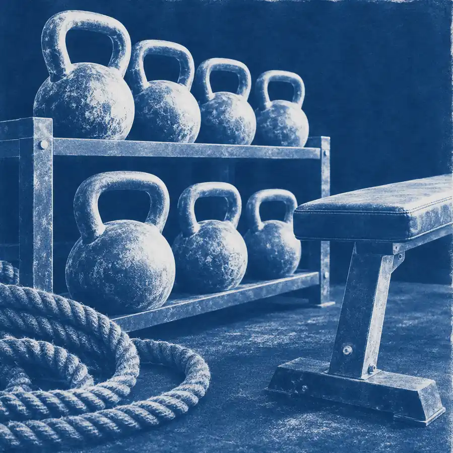 Illustration of fitness businesses equipment and workspace