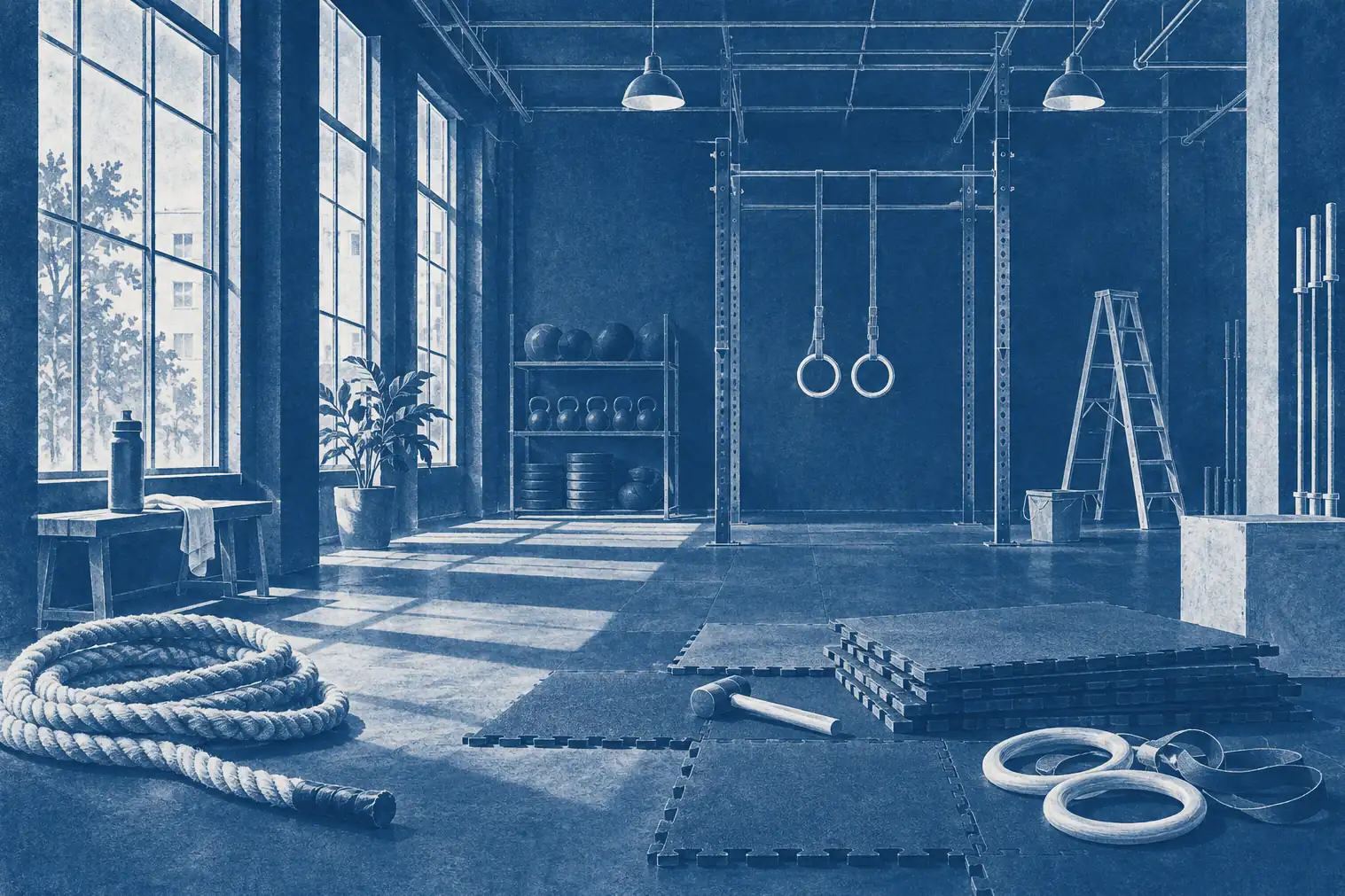 Illustration of fitness businesses and their working space